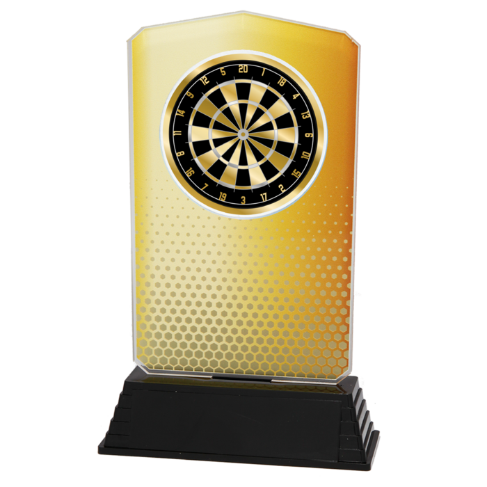 Acryl Dart Trofee – Goud, Zilver & Brons (18,5 cm)