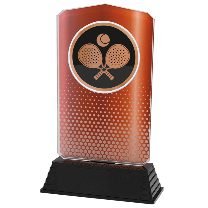Acryl Padel Trofee – Goud, Zilver & Brons (18,5 cm)