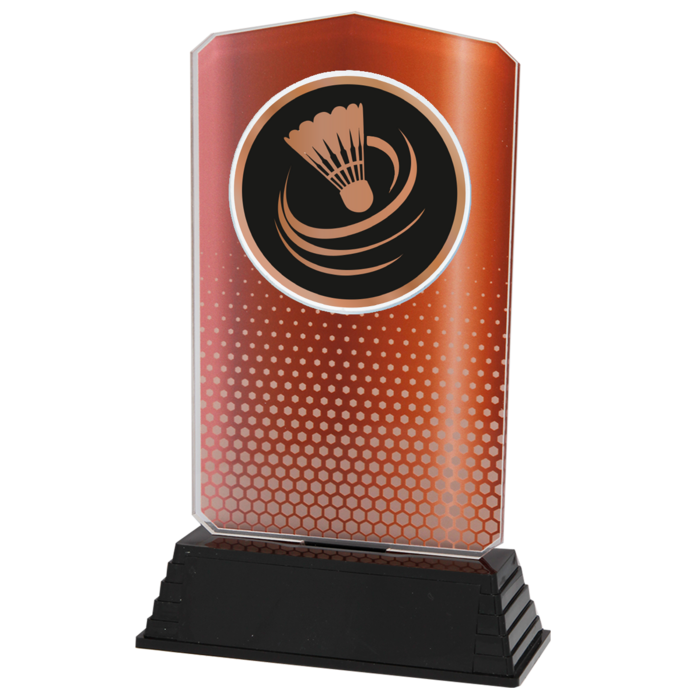 Acryl Badminton Trofee – Goud, Zilver & Brons (18,5 cm)