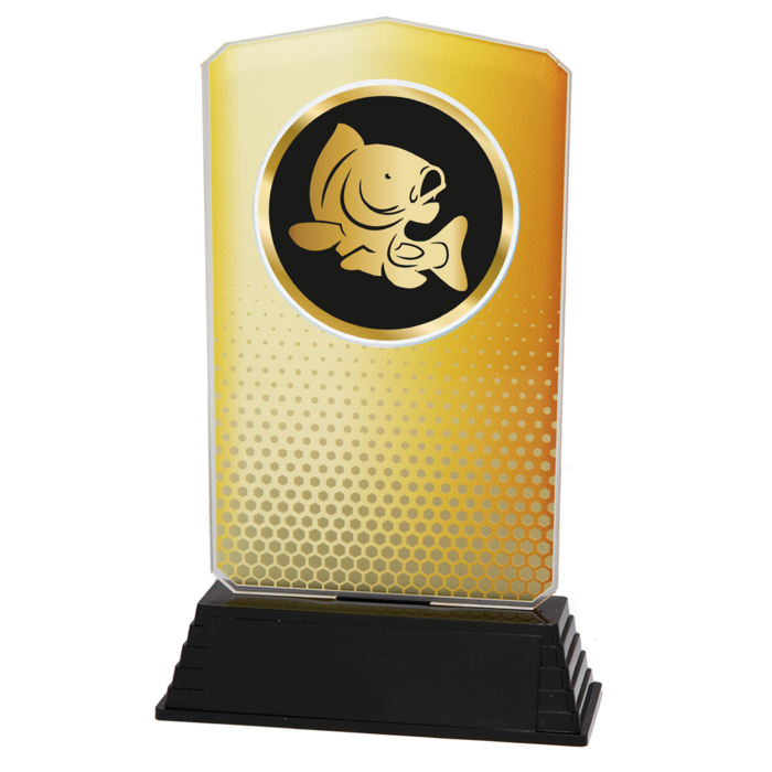 Hengelsport Trofee Acryl – Goud, Zilver & Brons