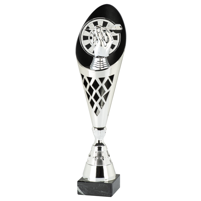 Zilveren Dart Trofee op Marmeren Voet