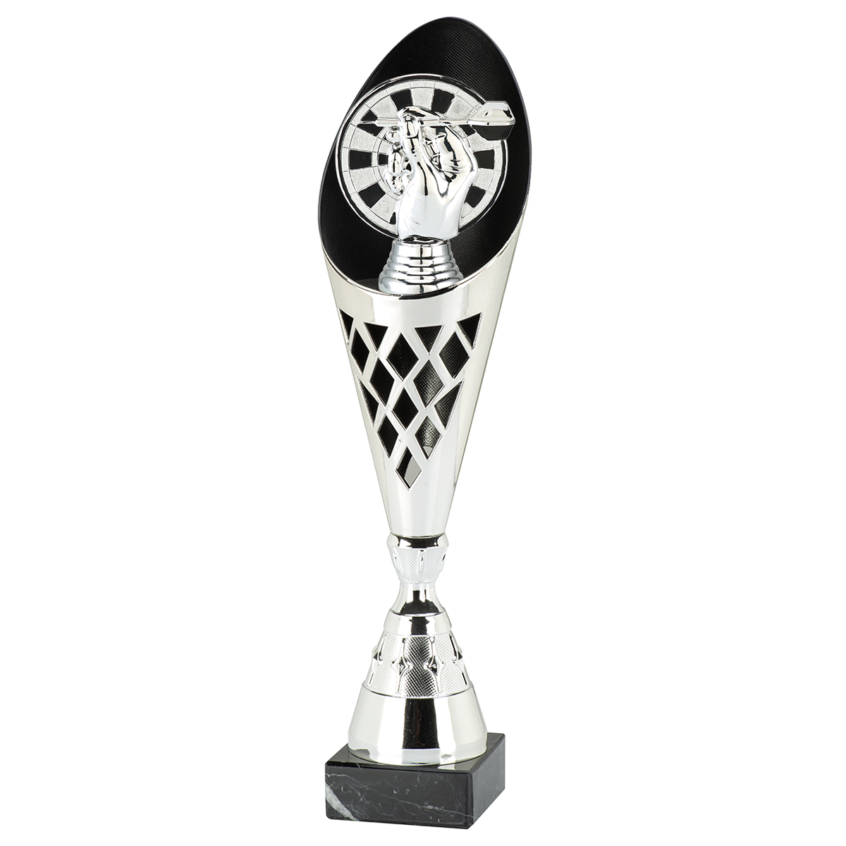 Zilveren Dart Trofee op Marmeren Voet