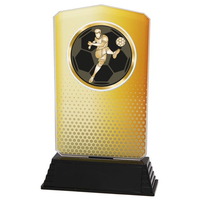 Voetbal Trofee Acryl – Goud, Zilver & Brons (18,5 cm)