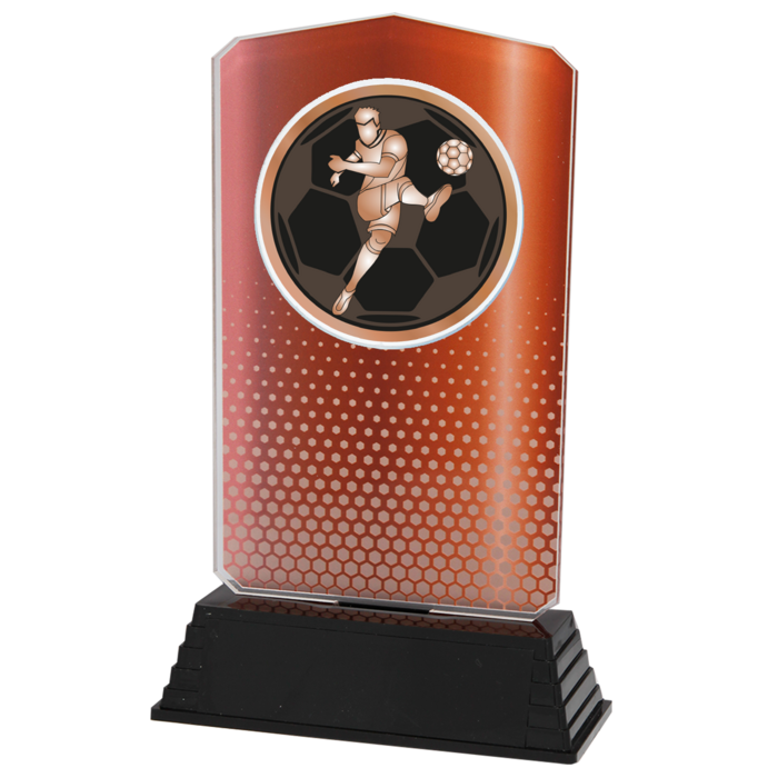 Voetbal Trofee Acryl – Goud, Zilver & Brons (18,5 cm)