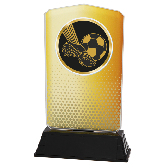 Voetbal Trofee Acryl – Goud, Zilver & Brons (18,5 cm)
