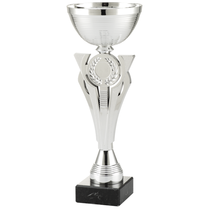 Goudkleurige trofee met marmeren voet – personaliseerbaar – 3 formaten