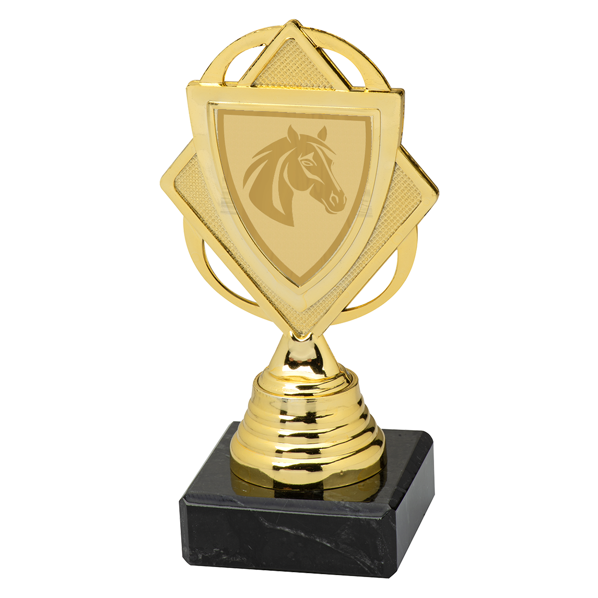 Schilvormige Paard Trofee met Marmeren Voet