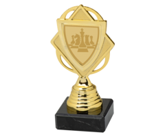 Schilvormige Schaak Trofee met Marmeren Voet