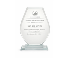 Glazen Award Shield op Voet