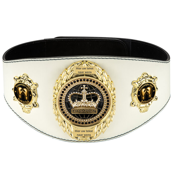Champion Boksgordel van Leer  – Kampioensgordel met Gravureplaatjes en Eigen Logo Optie