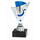 Voetbal Trofee met Blauwe Accenten – Zilverkleurige Kunststof Beker op Marmeren Voet 15,5 cm