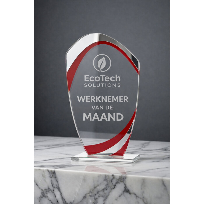 Glas trofee rood - transparant