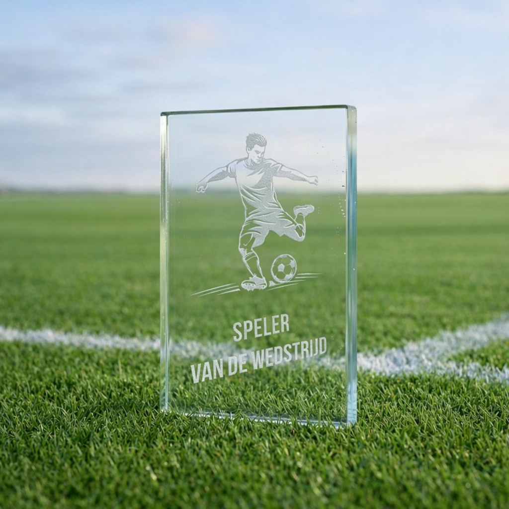 Glas trofee incl. Giftbox en gravure