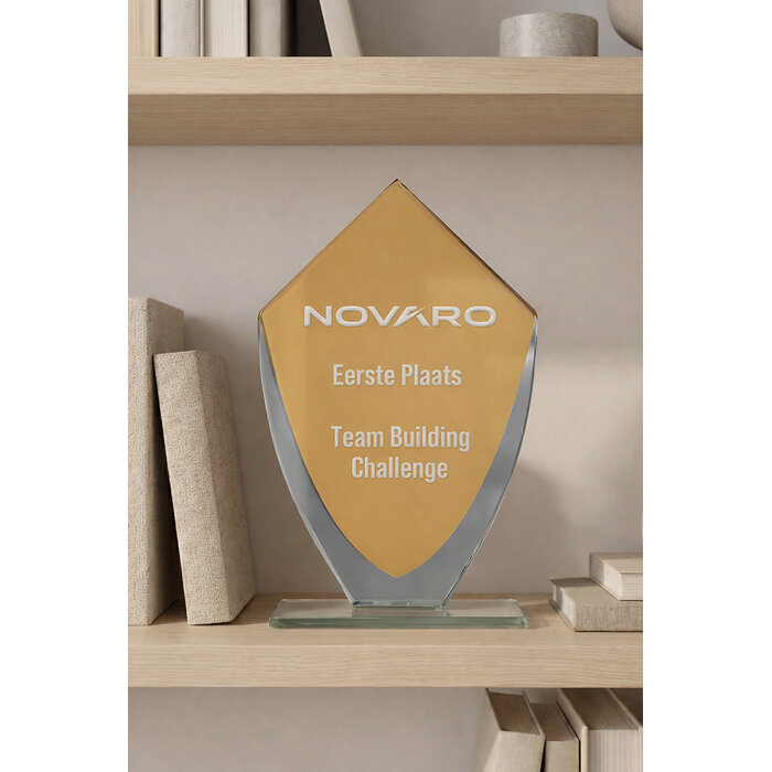 Glazen trofee met goud en Transparant