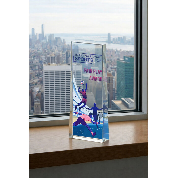 Glazen Trofee met UV Kleurprint
