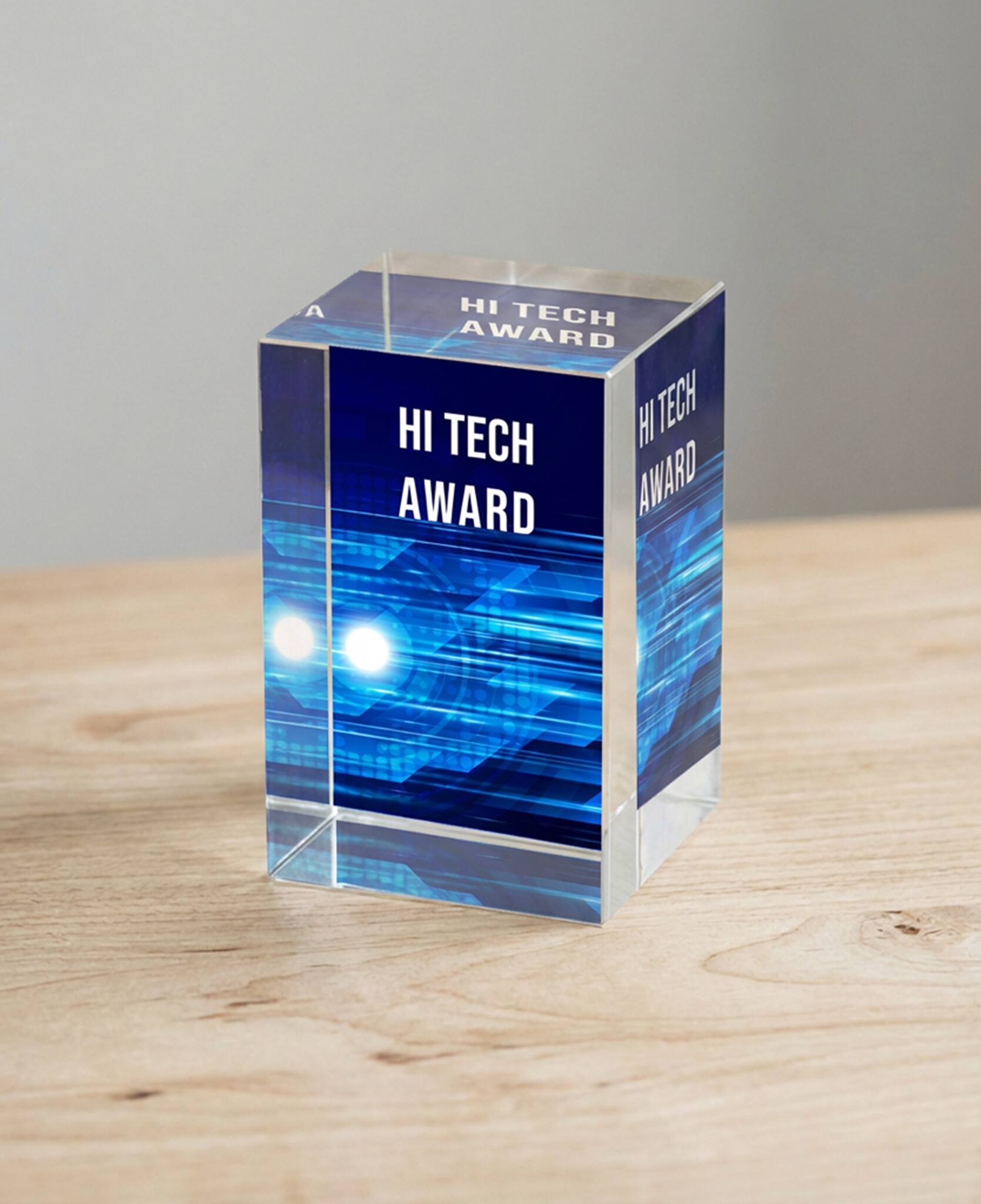 Glazen Blok Trofee met UV Kleurprint