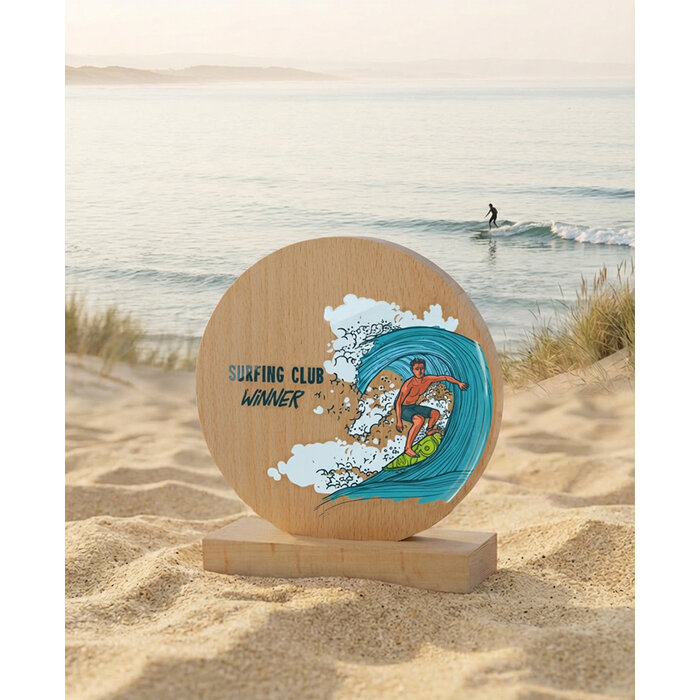 Ronde Houten Trofee met Eigen Ontwerp – Full Color UV Print