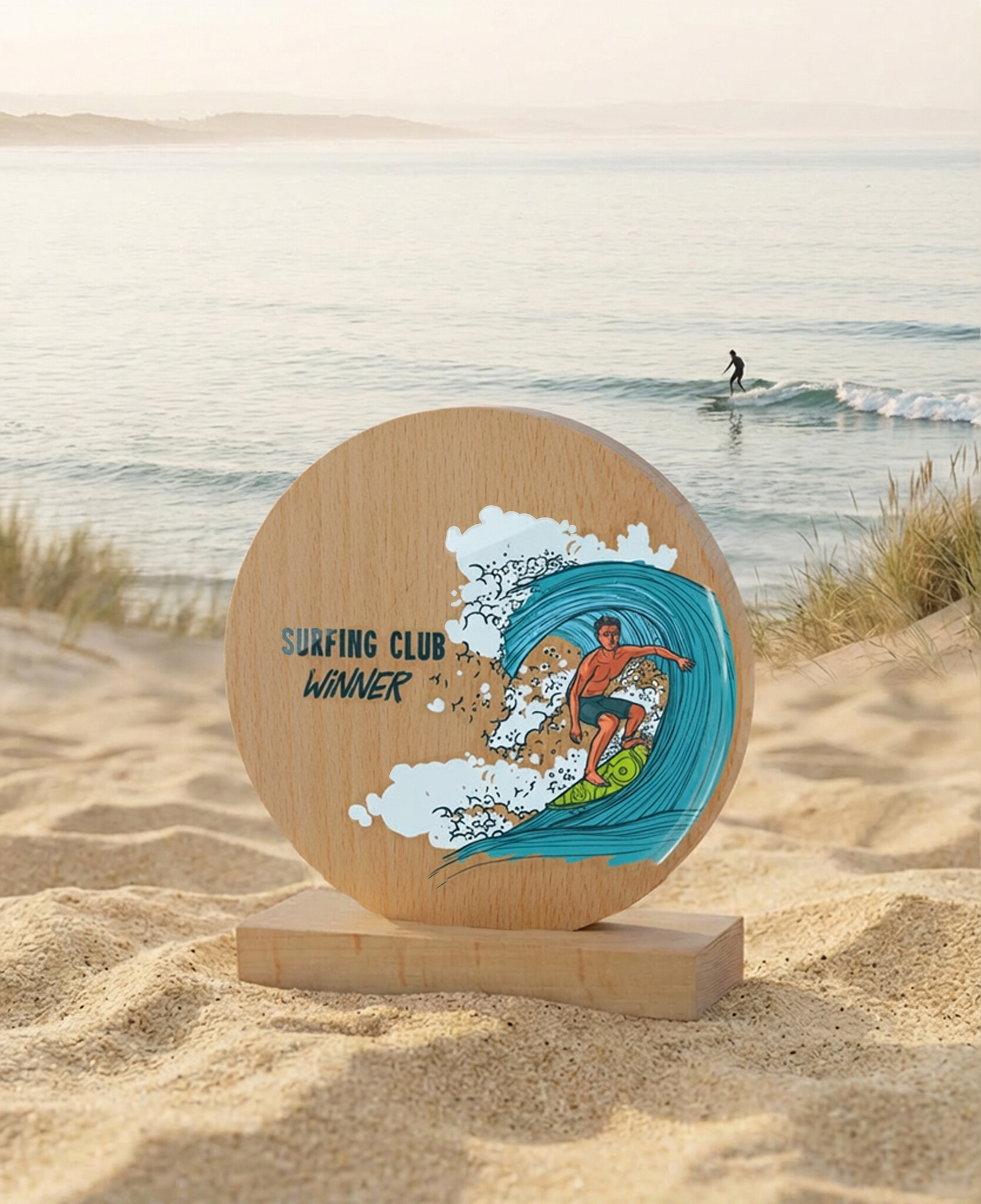 Ronde Houten Trofee met Eigen Ontwerp – Full Color UV Print