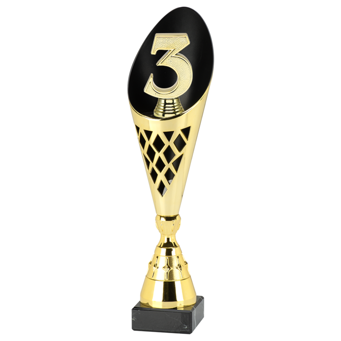 Trofee 3e plaats met 3D cijfer 3 – 35–39 cm