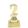 Goudkleurige trofee 2e plaats met 3D nummer 2