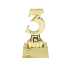 Trofee 3e plaats met 3D nummer 3