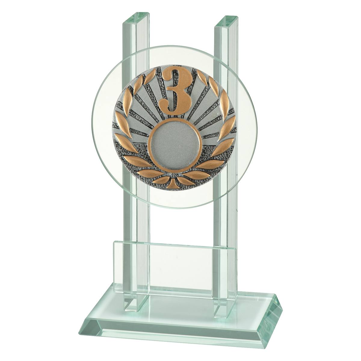 Glazen trofee 1e, 2e en 3e plaats