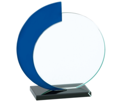 Glas trofee blauw rond