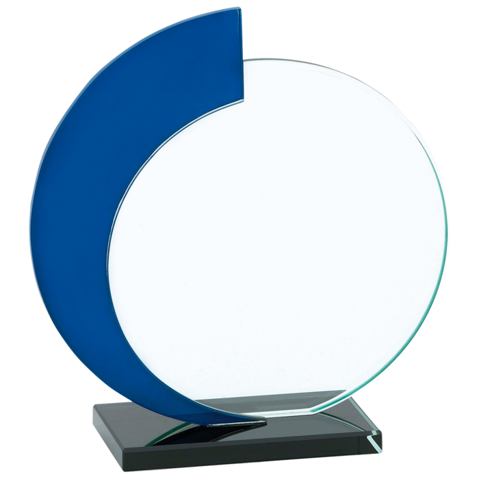 Glas trofee blauw rond