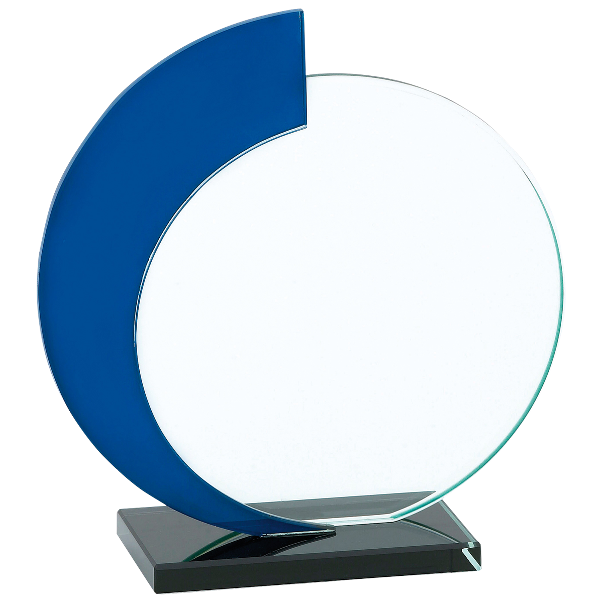 Glas trofee blauw rond