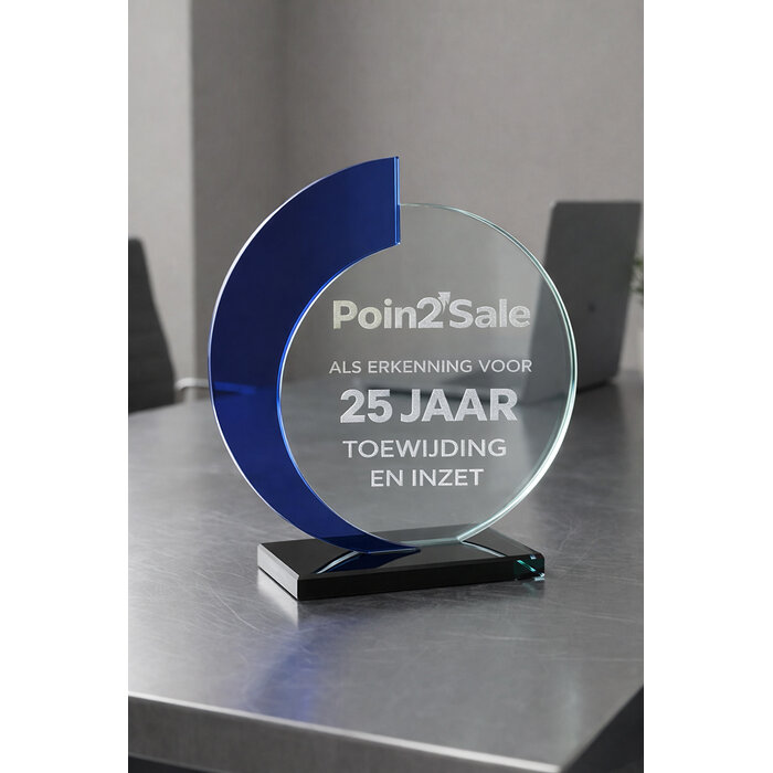 Glas trofee blauw rond