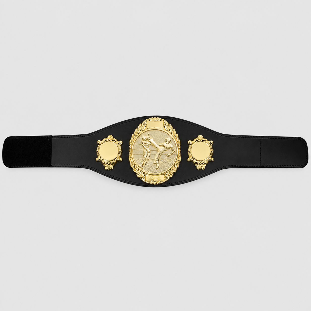 Luxe Kickboks Kampioensgordel van 100% Leer – Zwarte Gordel met Gravure en Eigen Logo Optie