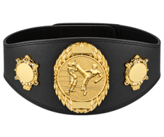Kickboks Gordel Zwart Leer – Gepersonaliseerde Kampioensgordel