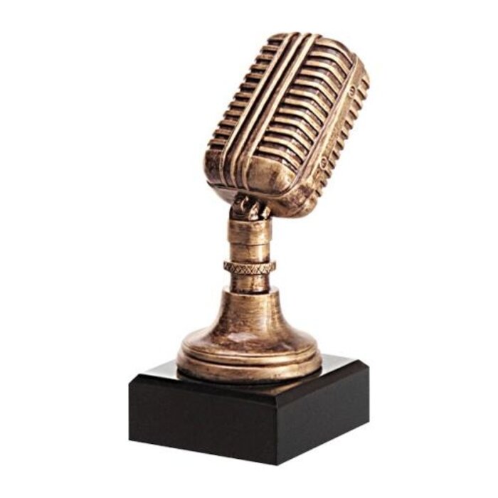 Resin microfoon trofee op houten voet
