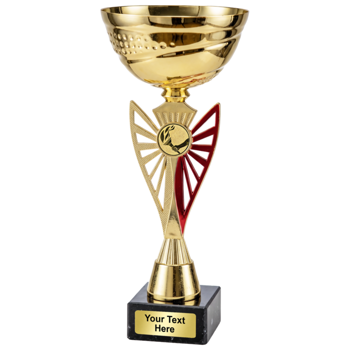 Goud rode prijzenbeker op marmeren voet