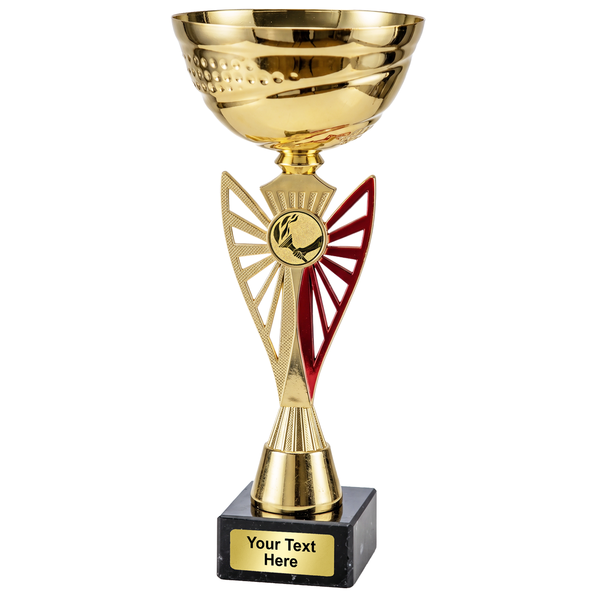 Goud rode prijzenbeker op marmeren voet
