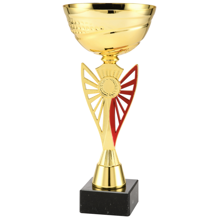 Goud rode prijzenbeker op marmeren voet
