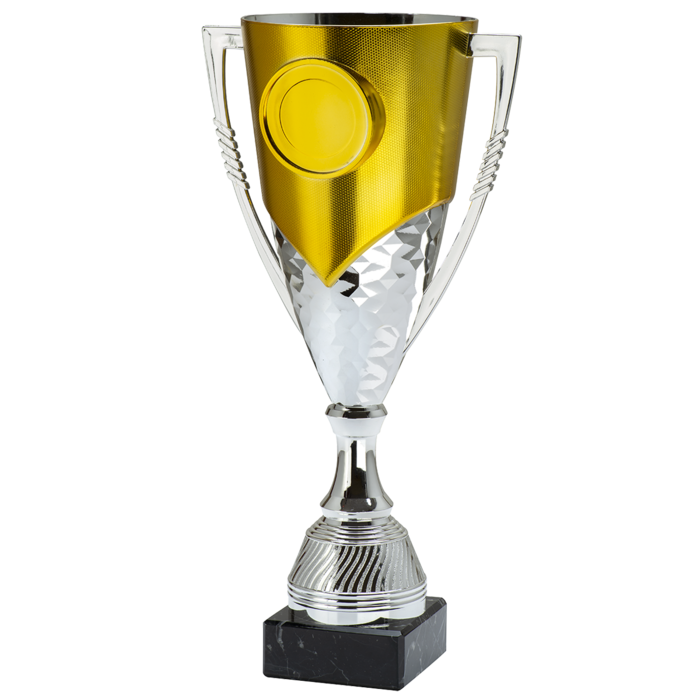 Zilver gouden prijzenbeker met sportafbeelding