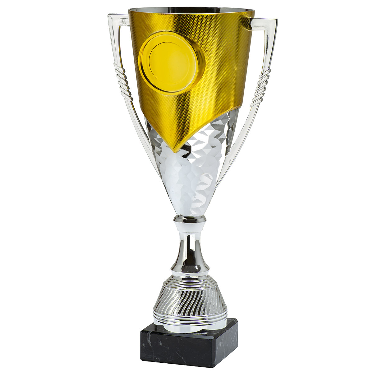 Zilver gouden prijzenbeker met sportafbeelding