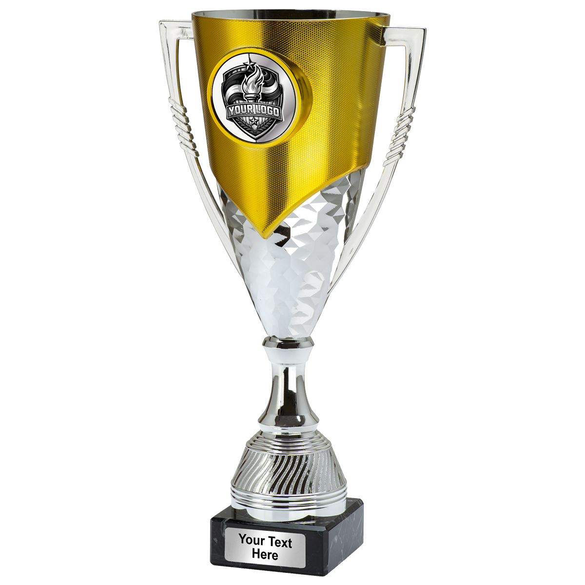 Zilver gouden prijzenbeker met sportafbeelding