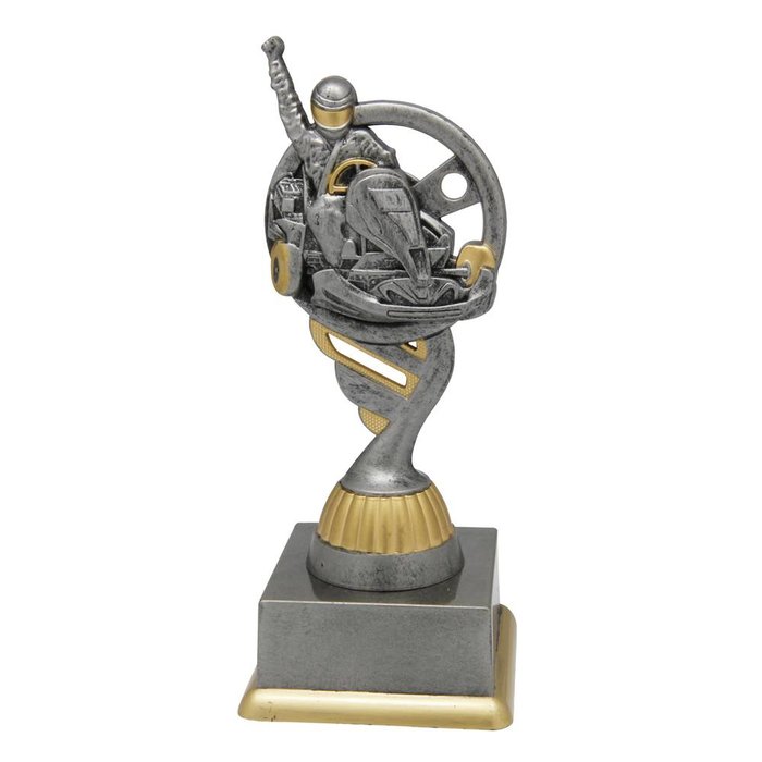 Karting trofee antiek grijs-goud