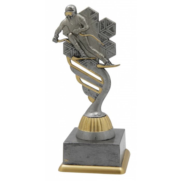 Trofee Skiën antiek grijs-goud