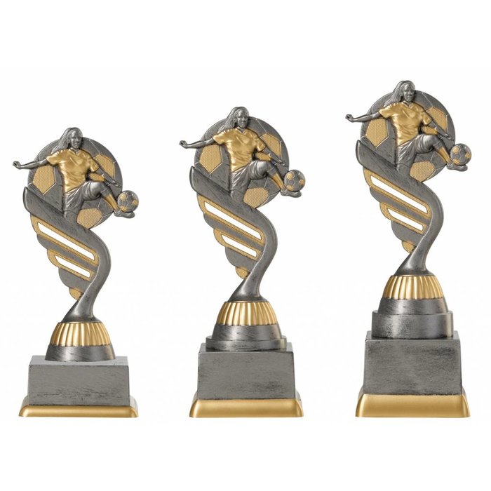 Voetbal trofee dames antiek grijs-goud