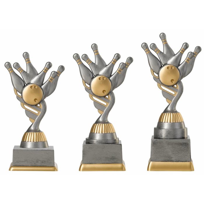 Bowling trofee antiek grijs-goud