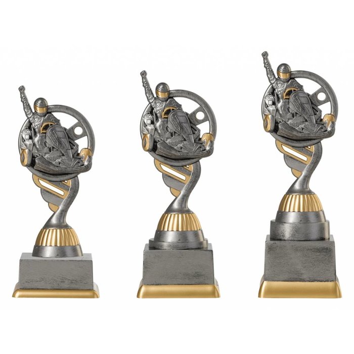 Karting trofee antiek grijs-goud