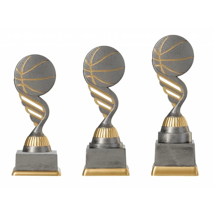 Basketbal trofee antiek grijs-goud