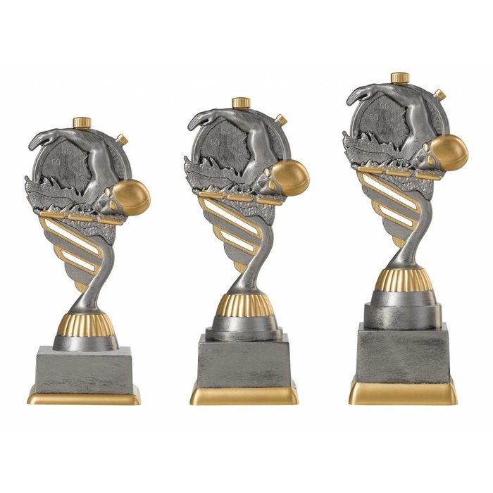 Zwem trofee antiek grijs-goud