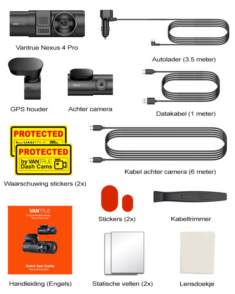 Vantrue N4 Pro Triple 3CH 4K Wifi GPS dashcam Allcam 10 jaar dashcams