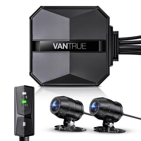 VANTRUE F1 4K+1080P Caméra de Moto étanche IP67，5GHz WiFi GPS