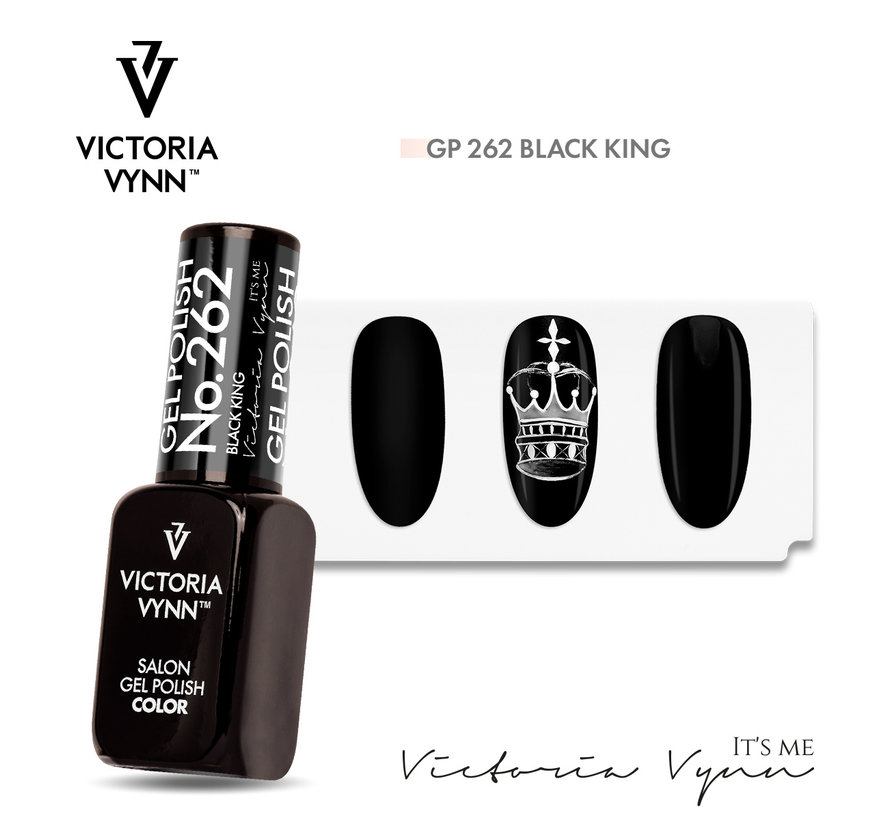 Gellak Victoria Vynn Salon Collectie- 262 Black King - 8 ml. - Diep Zwart - extra dekkend