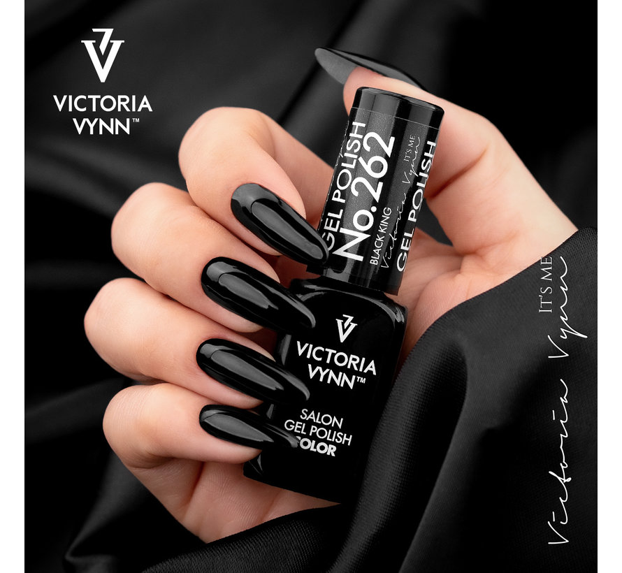 Gellak Victoria Vynn Salon Collectie- 262 Black King - 8 ml. - Diep Zwart - extra dekkend